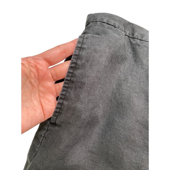 Eddie Bauer 100% Linen Casual Pants Womens Size 10 P Black Pleated Travel HIking - Picture 2 of 9